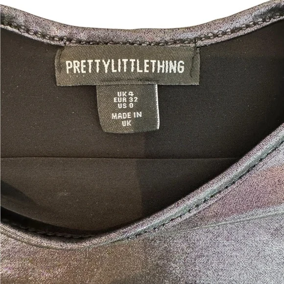 PrettyLittleThing Shimmering Silver Crop Top, size 0 - Picture 7 of 8